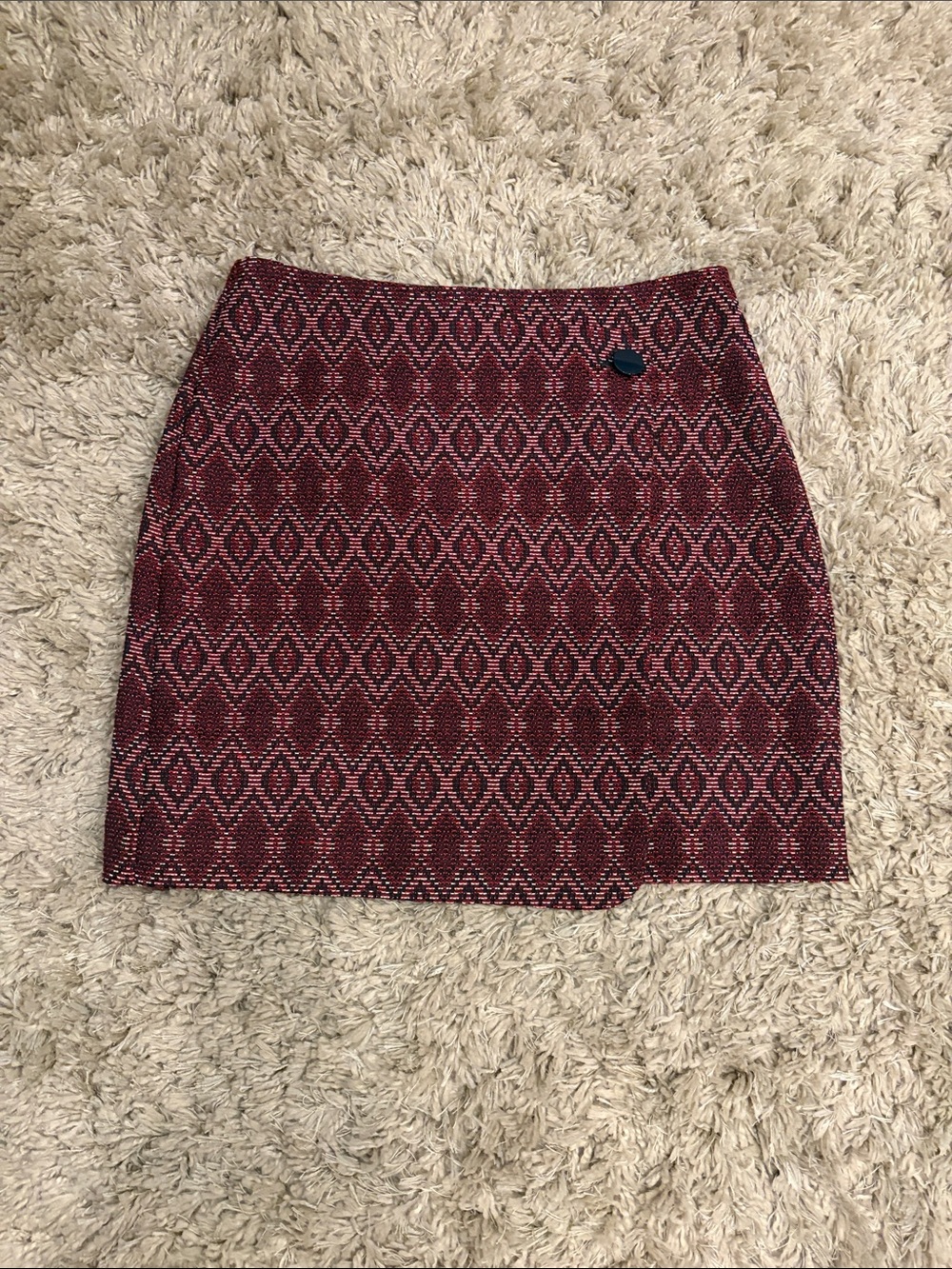 LOFT Red Diamond-Pattern Mini Skirt